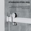 DELAVIN 56-60.in W x 75.in H Frameless Shower Door, Water Repellent Glass Shower Door with 5/16" (8mm) Clear Tempered Glass, Easy Sliding Showe Door with Explosion-Proof Film, Stainless Steel