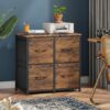 4 Drawer Lateral File Cabinet, Filing Cabinet for Home Office, Functional Fabric Office Storage Cabinet, Cloth File Drawer Fits A4/Letter Size, Printer Stand, Rustic Brown