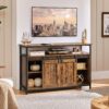 Yaheetech TV Stand, Entertainment Center with Storage Cabinets for 55 Inches TV, Barn Door TV Stand with Height Adjustable Shelves, Farmhouse TV Console for Living Room, 47 Inch