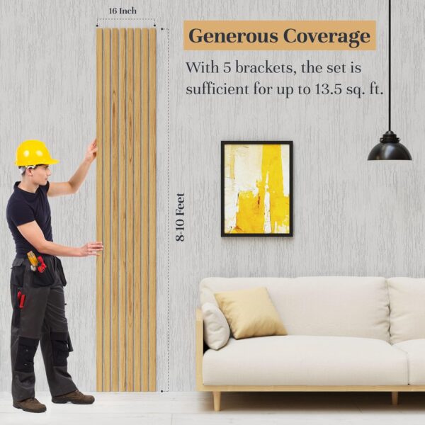 5 Wood Slat Wall Brackets for Custom Built Wood Paneling - Creatw Wall Panels for Indoors or Outdoors with Rustproof Steel Brackets - Slats for Mounting Acoustic Panels by Ash Harbor