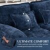 U Shaped Cloud Couch Sectional, 124" Comfy Fluffy Chenille Dark Blue Sectional Couches for Living Room with Double Chaise Lounge, Modern Modular Sectional Sofa with Central Console USB Port