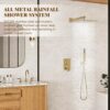 Alesco Shower System, Gold Shower Faucet Set with 10-Inch High-Pressure Rainfall Showerheads and Handheld Spray combo, Showerfixture Include Valve and Trim Kit, Brushed Gold