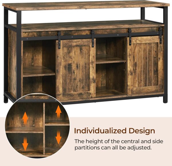 Yaheetech TV Stand, Entertainment Center with Storage Cabinets for 55 Inches TV, Barn Door TV Stand with Height Adjustable Shelves, Farmhouse TV Console for Living Room, 47 Inch