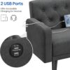 Yaheetech 63” Convertible Couch Sofa Bed with 2 USB, Reclining Futon Sleeper with Adjustable Backrest & Removable Armrests, Mid Century Modern Loveseat for Living Room, Apartment, Office Dark Gray