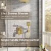 Gabrylly Shower System Gold, Pressure Balance Shower Faucet Set with High Pressure 10" Rain Head and 3-Setting Handheld Spray, 2 Way Valve Kit, Brushed Gold