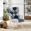 Joysoul Living Room Accent Chair Modern High Back Arm Chair, Houndstooth Pattern Bohemian Style Chairs for Bedroom Waiting Room