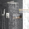 12 Inch Brushed Nickel Shower System, Wall Mounted High Pressure Rain Shower Head with Handheld Sprayer, Bathroom Luxury Rainfull Shower Head Shower Faucet Set Rough in Valve Body and Trim