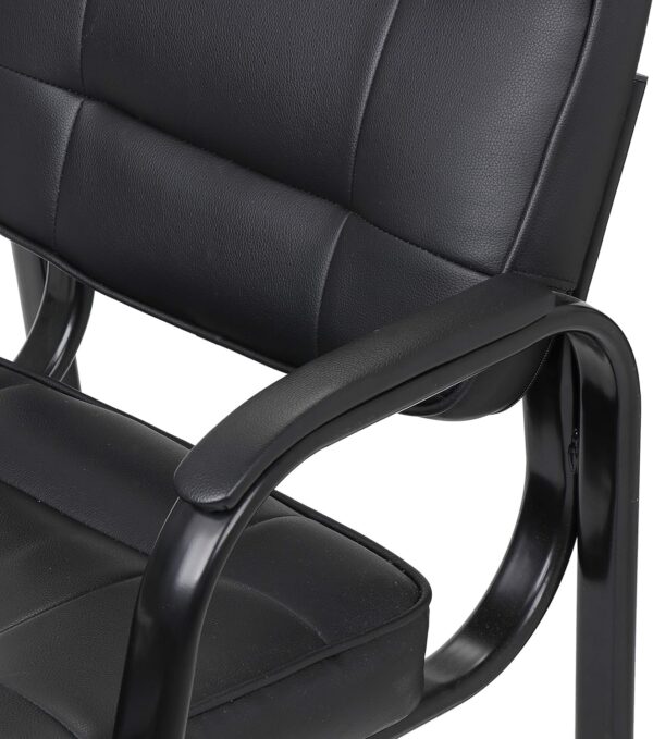SUPER DEAL Office Guest Chair Bonded Leather Executive Side Chair Reception Chair with Solid Metal Frame for Waiting Room Home Office Furniture, Set of 4