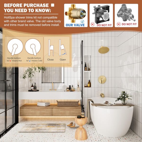 Tub Shower Faucet, Brushed Gold Shower Faucet Set with 8-Inch All-Metal Rainfall Showerhead and Bathtub Spout, Single-Handle Tub Shower-Trim Kit Included Valve, Brushed Gold