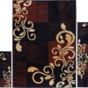 Home Dynamix Ariana Galil Area Rug 3 Piece Set (4'11" x6'11,1'8" x4'11,1'8" x2'8), Geometric Ebony