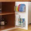 2 Pack Cabinet Door Organizers Plastic Wrap Holders for Kitchen Organizers, No drilling Wall Door Mount Kitchen Wrap Rack for Foil Wrap, Cling Wrap, and Food Bags, Clear