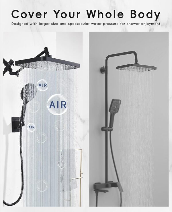 1747544000_711a2OI6oFL._AC_SL1500_.jpg Premium 12.2" Rain Shower Head with Handheld Spray, Updated High Pressure Rainfall Shower Head with Handheld Combo, Large Rain Overhead Waterfall Showerheads | Anti-Clog Nozzles | Air-in Tech
