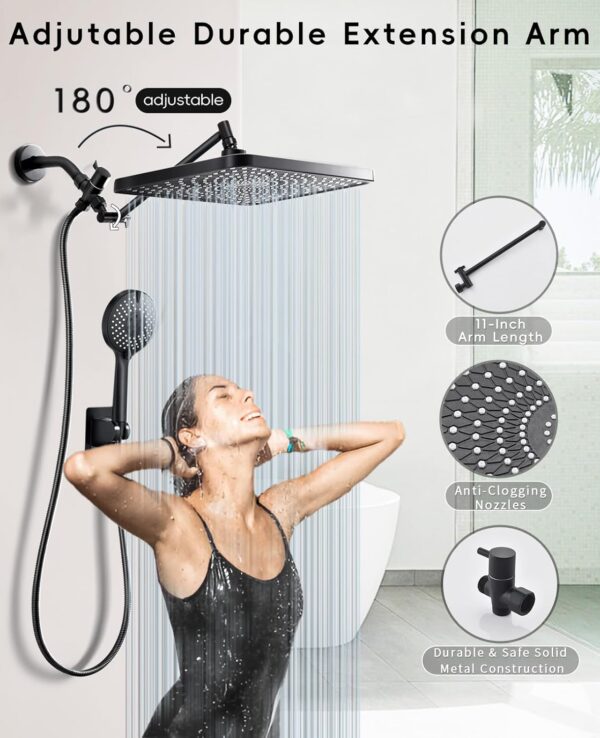 1747544002_71bt77qXKML._AC_SL1500_.jpg Premium 12.2" Rain Shower Head with Handheld Spray, Updated High Pressure Rainfall Shower Head with Handheld Combo, Large Rain Overhead Waterfall Showerheads | Anti-Clog Nozzles | Air-in Tech