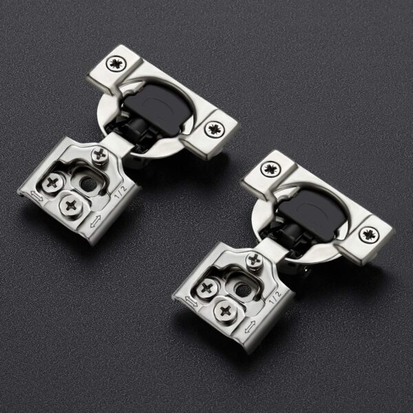 Ravinte 50 Pack 25 Pair 1/2 inch Overlay Cabinet Hinges Soft Close Hidden Door Hinge for Kitchen Cabinet Hinges Stainless Steel Adjustable Hinges Satin Nickel Cabinet Hardware