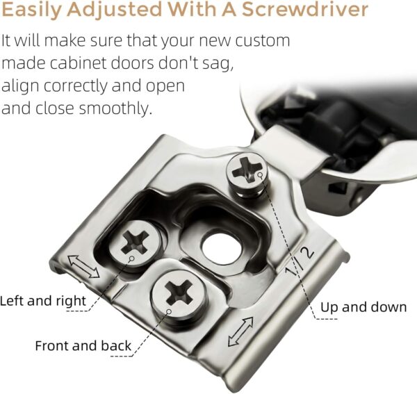 Ravinte 50 Pack 25 Pair 1/2 inch Overlay Cabinet Hinges Soft Close Hidden Door Hinge for Kitchen Cabinet Hinges Stainless Steel Adjustable Hinges Satin Nickel Cabinet Hardware