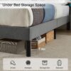 VECELO Upholstered Queen Bed Frame with Headboard Adjustable, Velvet Platform Bed with LED Lights, Charging Station, Mattress Foundation with Wooden Slats, Noise Free, No Box Spring Needed, Grey