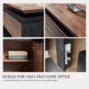 78.74IN Adjustable Heigh L Shaped Executive Desk with Drawers, Modern Executive Standing Home Office Desk w/Universal Charging Ports, Large Business Workstation, Black and Warm Oak