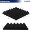 | 24 Pack | 12x12x2inch | High Density Acoustic Foam Wall Panels | Pyramid Shape | Double Sided Adhesive Tape | Sound Absorbing Acoustic Panels | Sound Proof Foam Panels For Walls