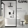 10 Inch Ceiling Mount Shower System with Tub Spout, 10 Inch Shower Faucet Set with Rain Shower Head High Pressure Handheld Spray Rough-in Valve and Shower Trim Included, Matte Black