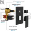 10 Inch Ceiling Mount Shower System with Tub Spout, 10 Inch Shower Faucet Set with Rain Shower Head High Pressure Handheld Spray Rough-in Valve and Shower Trim Included, Matte Black