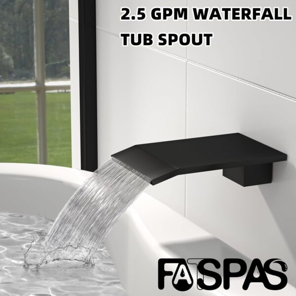 10 Inch Ceiling Mount Shower System with Tub Spout, 10 Inch Shower Faucet Set with Rain Shower Head High Pressure Handheld Spray Rough-in Valve and Shower Trim Included, Matte Black