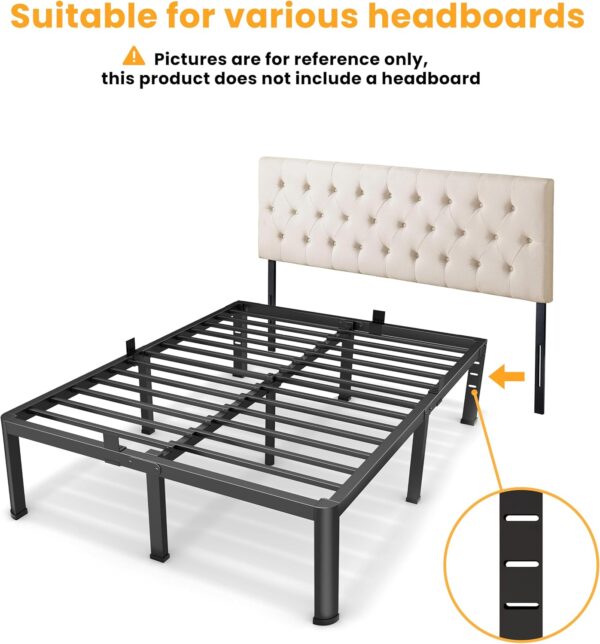 18 Inch Queen Size Metal Platform Bed Frame with Round Corners, Storage Space Under High Bed Frame-Heavy Duty Steel Slats Support, Noise Free - Easy Assembly - No Box Spring Needed