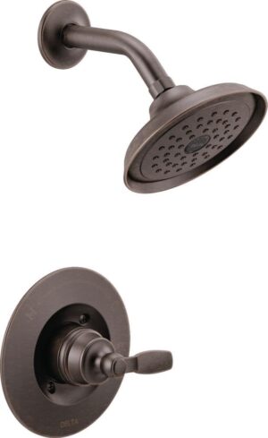 Delta Faucet Woodhurst 14 Series Single-Handle Shower Trim Kit, Shower Faucet with Single-Spray Touch-Clean Shower Head, Venetian Bronze T14232-RB (Valve Not Included)