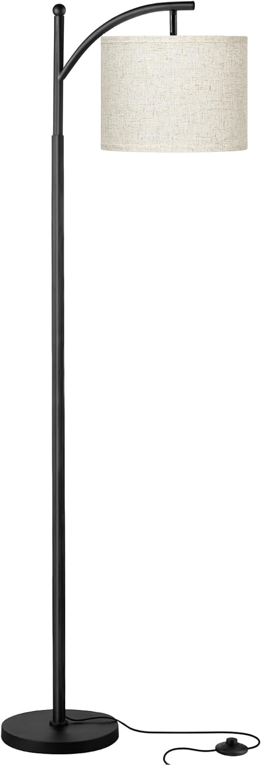 Ambimall 60" Floor Lamps for Living Room with 3 Color Temperatures Bulb & Adjustable Linen Shade, Tall Lamp for Living Room Bedroom Office Classroom Dorm Room(9W Bulb Included)