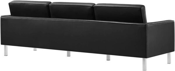 Modway EEI-3385-SLV-BLK Loft Tufted Button Faux Leather Upholstered Sofa in Silver Black