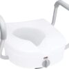 Carex E-Z Lock Raised Toilet Seat With Handles, 5" Toilet Seat Riser with Arms, Handicap Raised Toilet Seat For Seniors and Elevated Toilet Seat