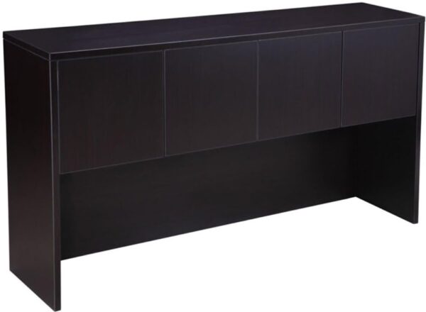 Boss Office Products Executive U-Shape Desk with File Storage Pedestal and Hutch, 66", Mocha