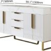 59" Freestanding Bathroom Vanity Set, Floor-Mounted Bathroom Storage Cabinet Modern Bathroom Vanity with Double Ceramic Vessel Sink & Sintered Stone Countertop, White