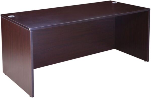Boss Office Products Executive U-Shape Desk with File Storage Pedestal and Hutch, 66", Mocha