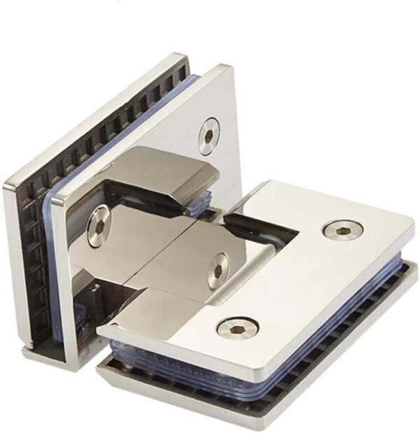 Set of 2 Frameless Glass Door Hinges, Stainless Steel, Polished, Modern Style, Suitable for 6-12mm Glass, 60-80cm Width, 90 Open/Close