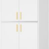 Cozy Castle Kitchen Pantry Cabinet, 71" Tall Wood Storage Cabinet with Doors and Shelves 4 Doors Freestanding Cupboard Utility Hutch for Dining Room Living Room Bathroom Furniture, White