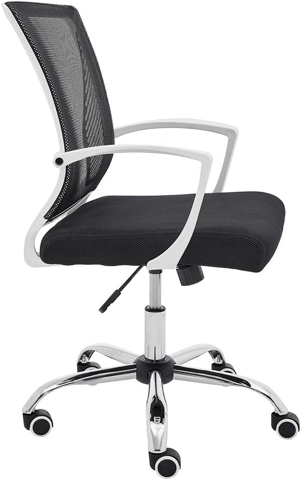 Zuna Mid-Back Office Task Chair - Ergonomic Back Supporting Mesh Back Desk Chair (White/Black)