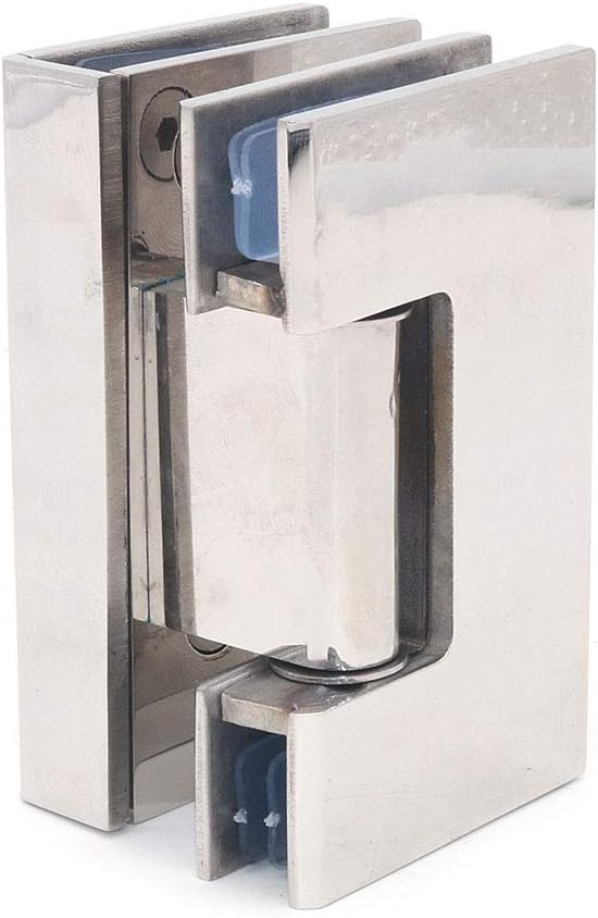 Set of 2 Frameless Glass Door Hinges, Stainless Steel, Polished, Modern Style, Suitable for 6-12mm Glass, 60-80cm Width, 90 Open/Close