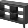 43 Inches TV Stand,Mid Century Modern Entertainment Center with 4 Open Shelves Farmhouse TV Media Console Table for Living Room,Bedroom,Television Stand up to 50 Inches(Black)
