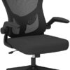 Hbada Office Chair Ergonomic Desk Chair, Office Chairs with PU Silent Wheels, Breathable Mesh Computer Chair with Adjustable Lumbar Support, Flip-up Armrests, Tilt Function, Black