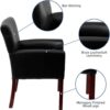 Flash Furniture Taylor LeatherSoft Upholstered Executive Side Reception Chair, Lobby Chair with Cushions and Padded Arms, Black