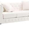 Morden Fort Button Tufted Faux Leather Modern Luxury Couch, 3 Seater Sofa with Deep Seats Couches for Living Room, Office, Apartment, White