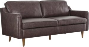 Modway Impart Upholstered Genuine Leather Sofa in Brown