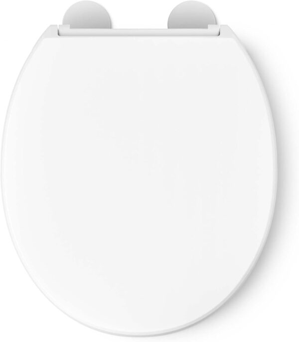 5159Ii0oEcL._AC_SL1500_.jpg KOHLER 25876-0 Hyten Elevated Quiet-Close Round Toilet Seat, Contoured Seat with Grip-Tight Bumpers, Quick-Attach Hardware, White