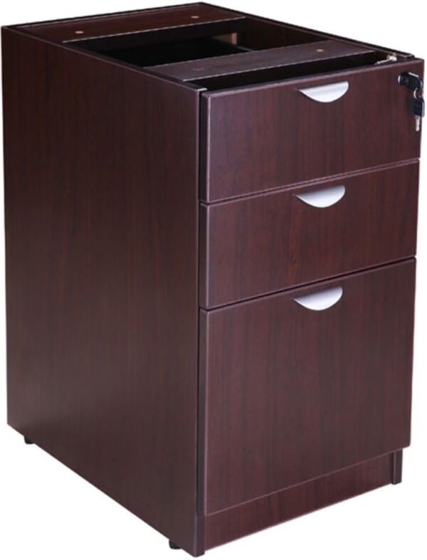 Boss Office Products Executive U-Shape Desk with File Storage Pedestal and Hutch, 66", Mocha