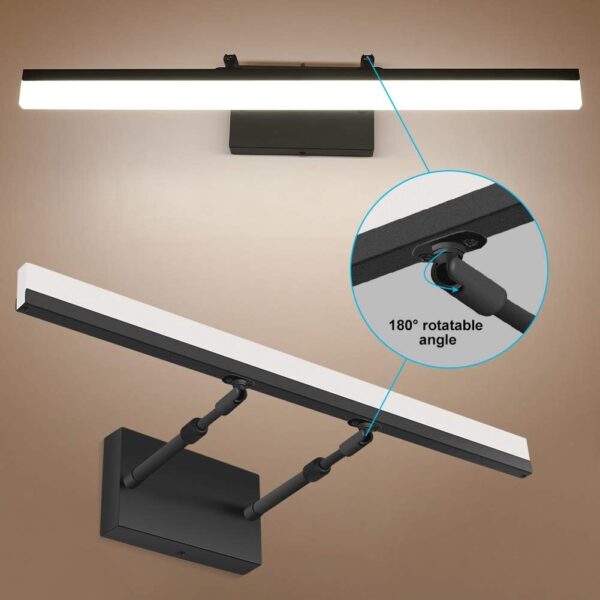 Adjustable LED Bathroom Vanity Light Fixture Wall Cabinet 18W 24inch Matte Black Natural White Light 4000K for Makeup Bathroom Lighting Over Mirror (24in Non Dimmable)