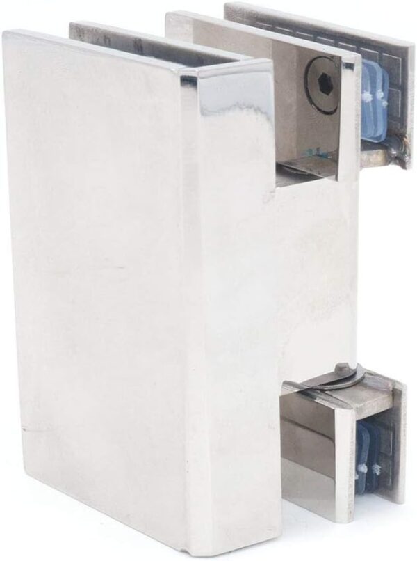 Set of 2 Frameless Glass Door Hinges, Stainless Steel, Polished, Modern Style, Suitable for 6-12mm Glass, 60-80cm Width, 90 Open/Close