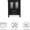 eclife 24" Modern Bathroom Vanity Sink Combo Black Stand Cabinet with Brown Boat Tempered Glass Vessel Sink & Water Save Faucet & Pop Up Drain (A29BR)