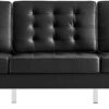 Modway EEI-3385-SLV-BLK Loft Tufted Button Faux Leather Upholstered Sofa in Silver Black