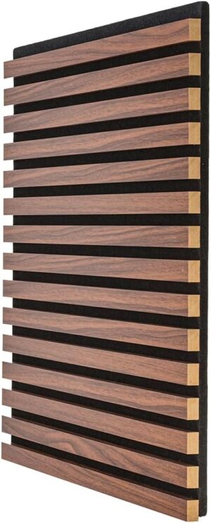 IZODEKOR 60x60cm Wood Acoustic Wall Panels (2-Pack) - Sound Absorbing Decorative Accent Panels for Interior Wall Décor, 3D Slat Design, Noise Reducing Wall Panels for Home & Office