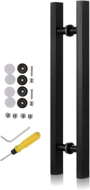Matte Black Door Handles,Square Door Bar/Push Pull for Interior Barn Wood Sliding Doors,Sturdy Steel Glass Door Hardware Easy to Install (Size :Length 150cm(59inch))